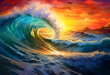 Home Decor Wall Art Seascape Sea Wave Oil Painting Printed on Canvas Picture