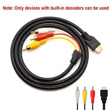 HDMI to 3 RCA AV Cable Adapter One Way Built-in Decoder for HDTV DVD Projector