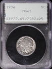1936 5C Buffalo Nickel PCGS MS 65 | Rattler Holder Uncirculated UNC BU