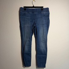 Womens Jegging Jeans 36x27 Blue Denim Stretch Medium Wash Whiskered Skinny Leg