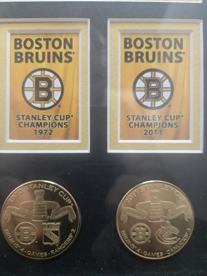 Boston Bruins 6 Time Stanley Cup Champions Framed With Coins 16x13 - Image 4 of 4