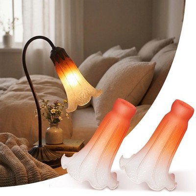 2 Pack Lily Flower Blown Glass Lampshade Orange White Glass Lamp Shade for Ta...