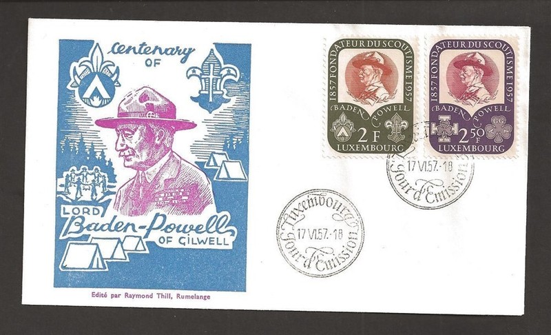 1957 Luxembourg Boy Scouts Girl Guides Baden Powell FDC