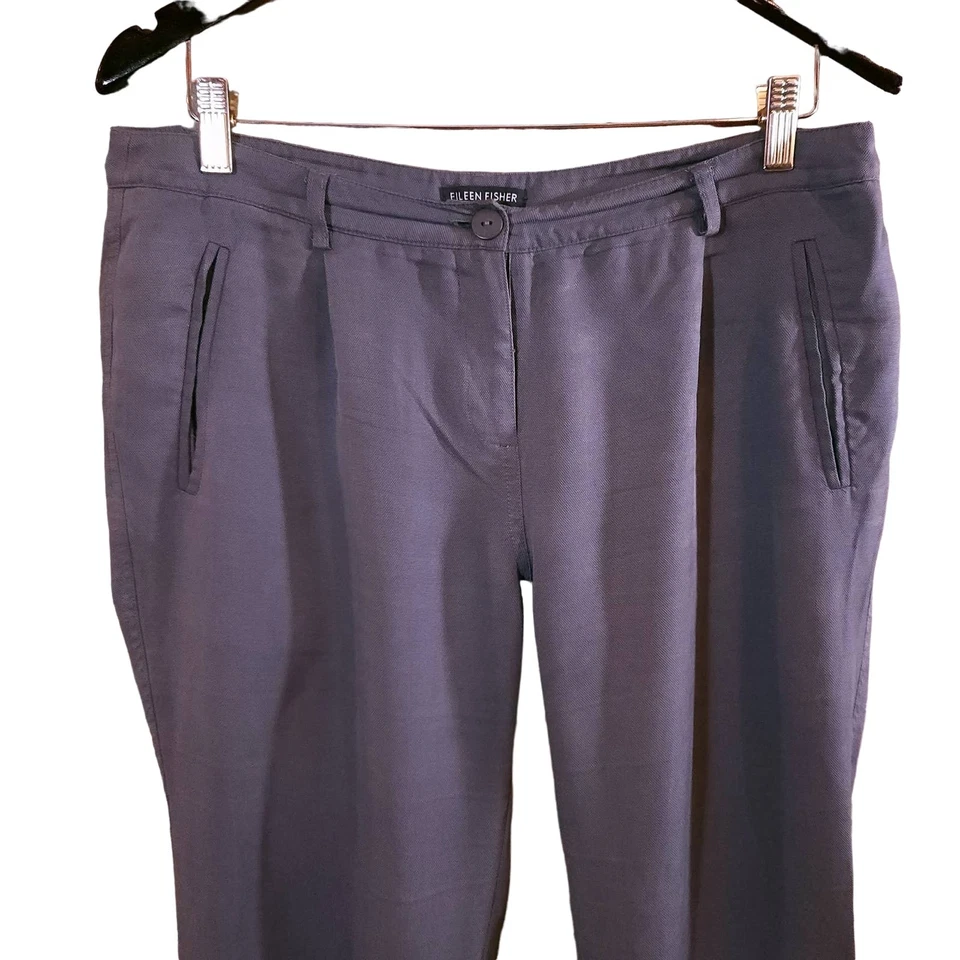 Pantalones al tobillo Eileen Fisher recortados Tencel en gris minimalista para mujer S Foto 2 de 4