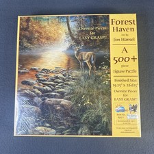 SunsOut 500 Pc Puzzle Forest Haven New Sealed Landscape Woods Deer