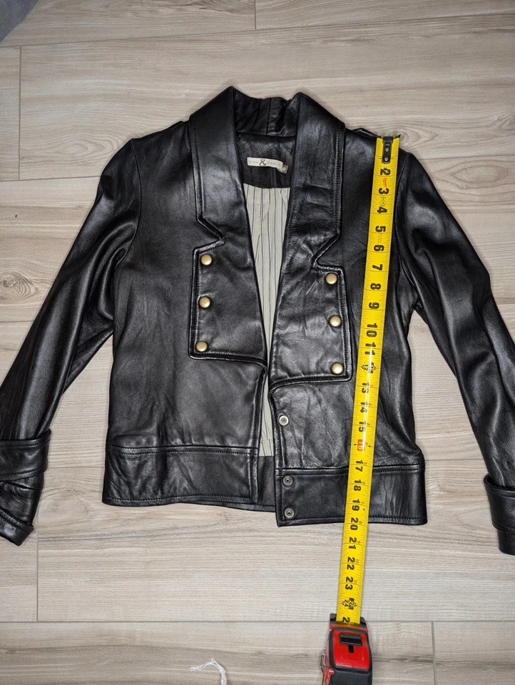 Chaqueta de cuero negra Mike & Chris forro de algodón para mujer XS motociclista punk Foto 2 de 4