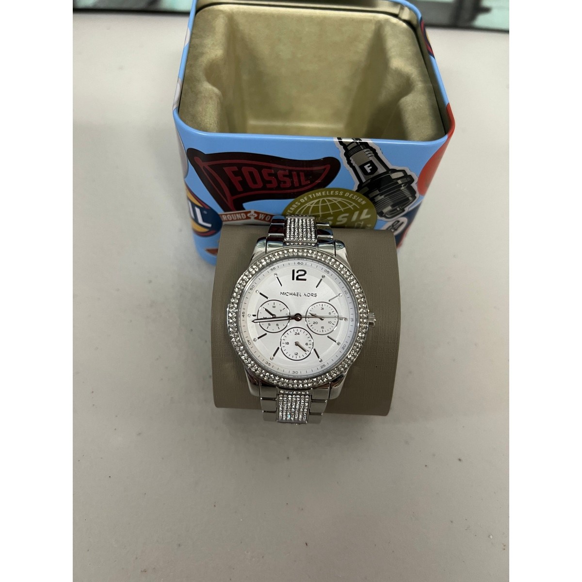 Michael Kors MK7294 Oversized Tibby Pavé Silver-Tone Watch | eBay