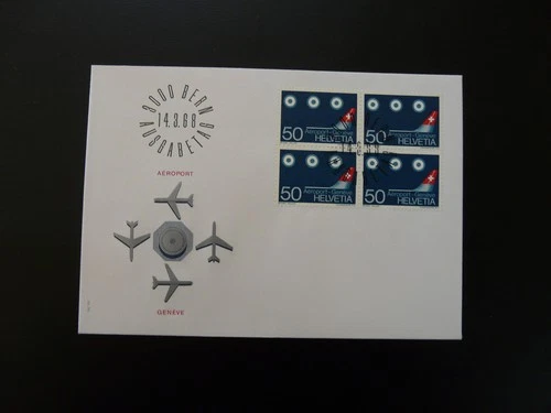 aviation Geneve airport FDC Switzerland 1968 (block of 4)