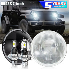 FIT Jeep 2007-2017 Wrangler JK JKU 7" Round GLASS H4 LED Headlights Kit White