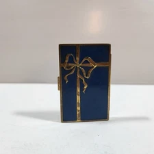 Vintage Coty Cosmetic Compact Case Love Letter Blue Enamelled 1930s Art Deco