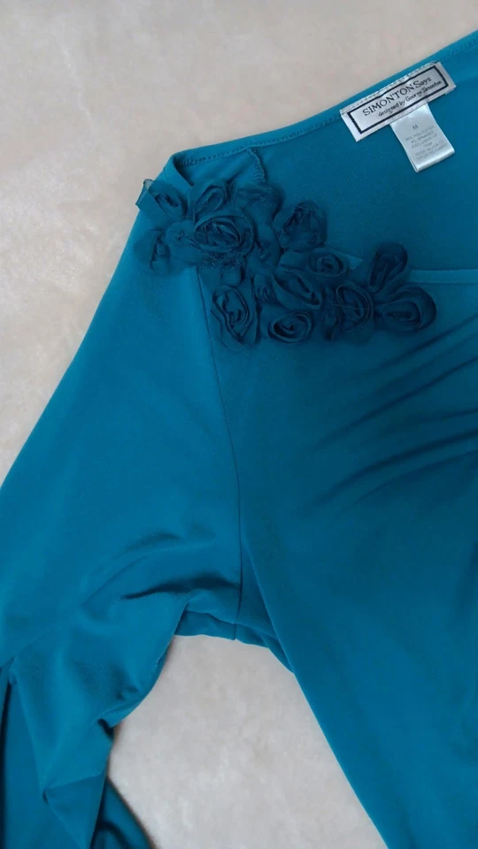 Blusa De Colección Simonton Says By George Simonton Talla Mediana, Frente Acanalado Floral Foto 2 de 4