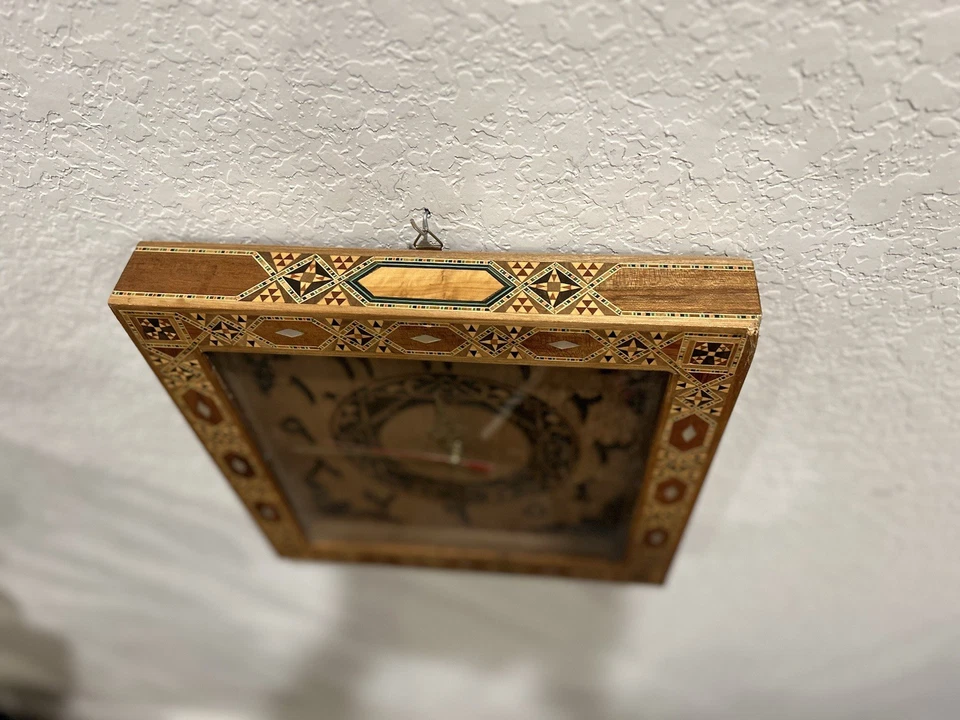 Wooden Wall Clock Persian Hand Made Inlaid Khatam Marquetry-Mi na Kari - Image 2 of 4