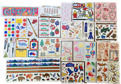 Vintage 90s Frances Meyer Scrapbook Stickers Camping BDay XMas School -25 sheets