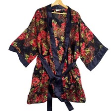 Vintage Victorias Secret Gold Label Floral Paisley Sheer Mesh Kimono Robe OSFA