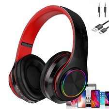 Bluetooth Headphones LED Lights, Colorful Wireless Over Ear Headset for Kids,...