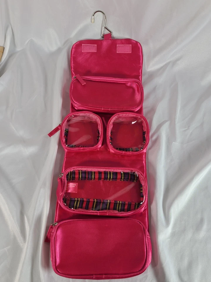 Organizador de joyas/cosméticos de viaje vintage acolchado colgante Barbie rosa Foto 3 de 4