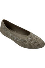 Skechers Cleo 2.0 Vegan Recycled Knit Sparkle Flats Glitzy Daze Taupe