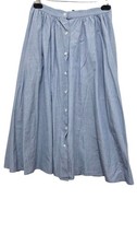 VTG Ralph Lauren Light Blue Button-Front Midi Skirt Women 6 A-Line Fit Lightweig