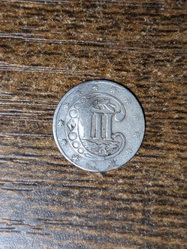 1857 Three Cent Silver Trime 3 Cent US Coin - Picture 2 of 2