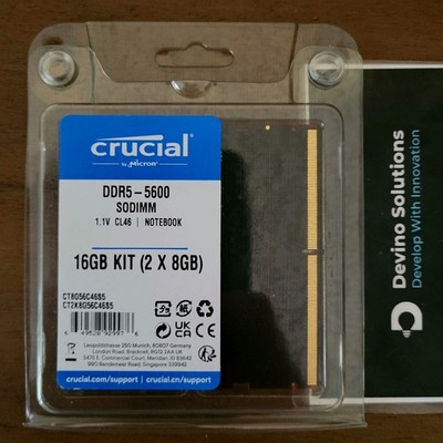 NEW Crucial 16GB Kit (2x8GB) DDR5 5600 MHz Laptop RAM Memory