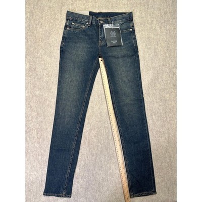 BLK DNM Men Blue Skinny Leg 5-Pockets Flat Front Mid Rise Denim Jeans Size 31x32