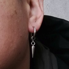 Punk Sliver spike earrings S.steel Huggie hoop earrings spike ear 1 pair