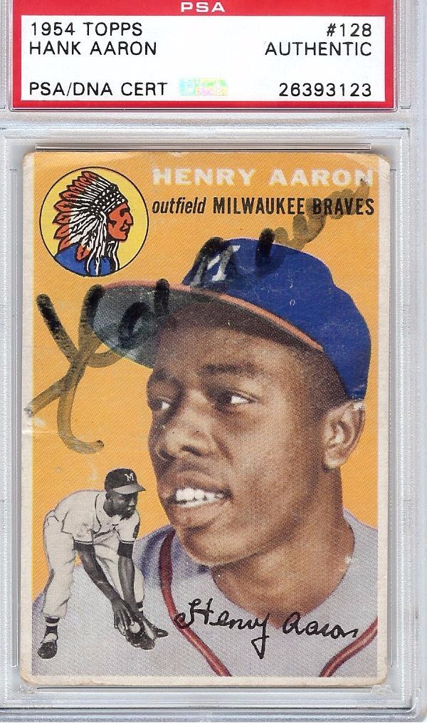 1954 Topps Henry Hank Aaron Auto RC Braves #128 Signed Rookie PSA DNA Autograph