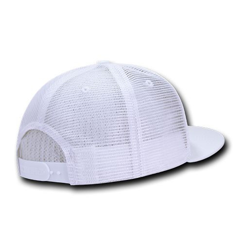 White Solid Blank Plain 7 Panel Flat Bill Cotton Trucker Baseball Ball Cap Hat