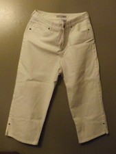 Chicos Platinum Rhinestones White Wide Leg Crop Pant Jeans - Size 1