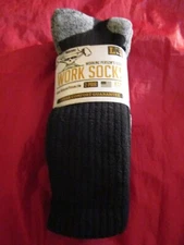 2 Pair Working Person's Store Steel Toe Boot Socks Cotton Black Large 9-13