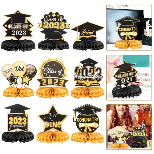 9PCS Graduation Season Honeycomb Centerpieces Graduation Table Decor for Student - Picture 5 of 12