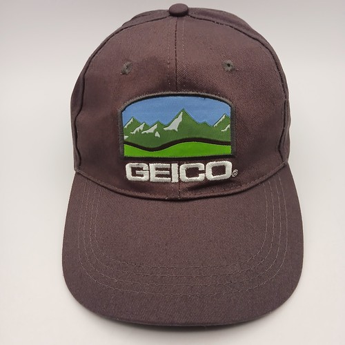 Geico Hat Advertising Cap Strap Back Gray White Script Mountain Patch Logo CMA - 第 13/24 張圖片