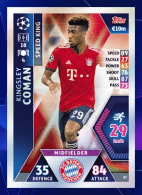 Coman Bayern Munich Speed King No.87 Match Attax Champions League 2018//19