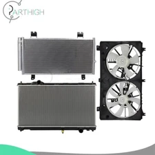 Dual Cooling Fan and Radiator Condenser Car Electric For 2014 Lexus IS250