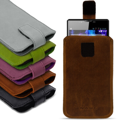 Universal Smartphone Leder Tasche Pull Tab Sleeve Hülle Schutzhülle Case Cover