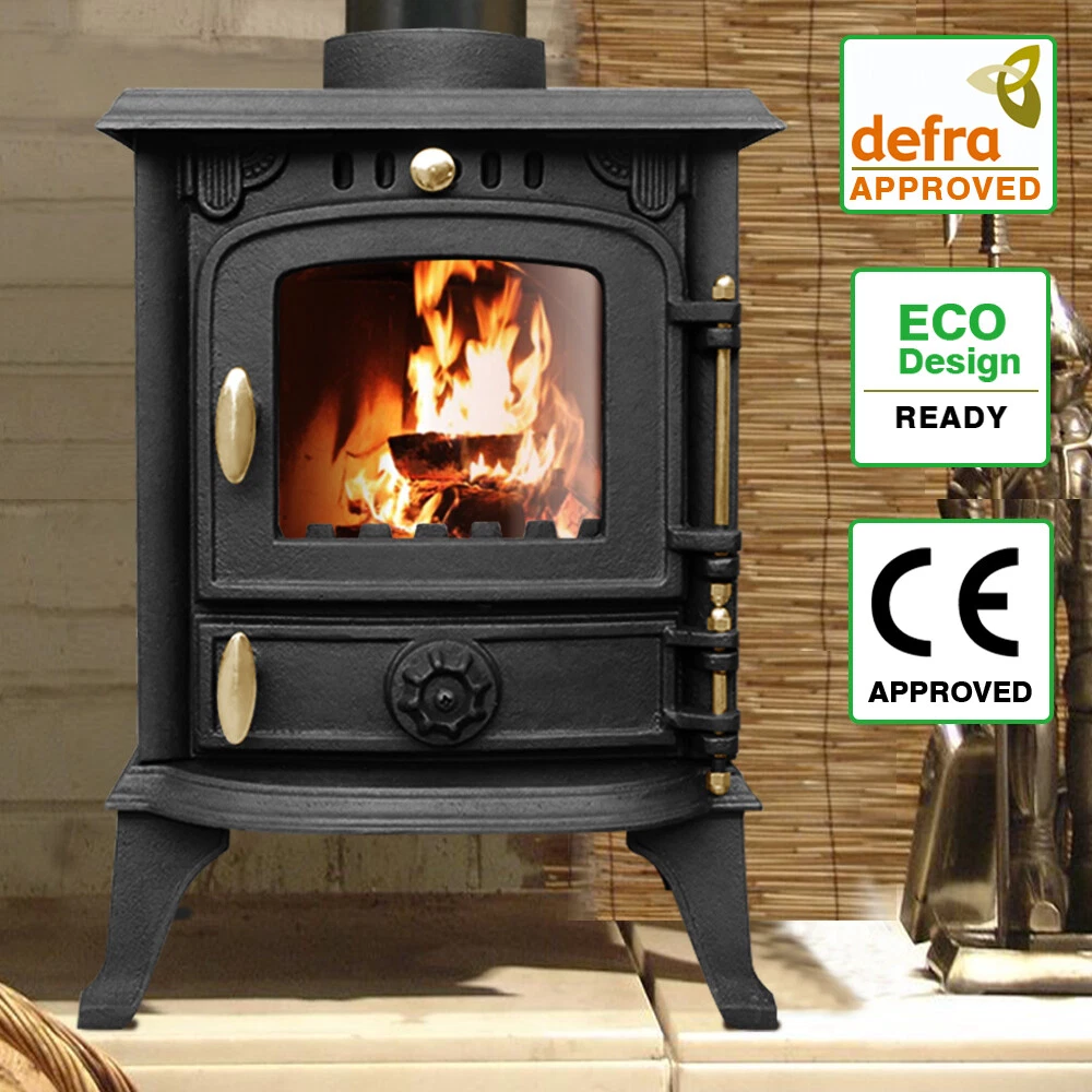 4.5KW Woodburning Multifuel Stove Cast Iron Log Wood Burner Defra Eco  Design | eBay