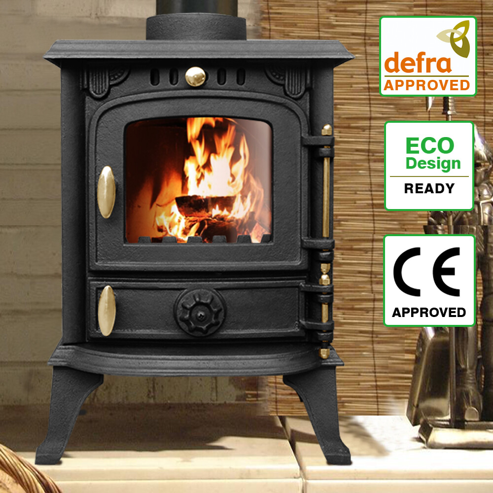 5.5kw 80 Efficent Cast Iron Log Burner MultiFuel Wood Woodburning Stove for  sale online | eBay