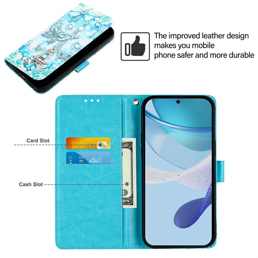 For ZTE Blade A75 A73 A52 V70 Painted PU Leather Wallet Case Phone Case Cover - Image 4 of 4