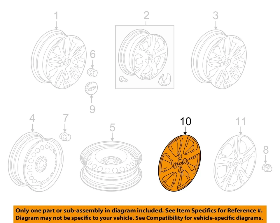 Б/у крышка колеса подходит: 2017 Chevrolet Spark 15`` класс B - Изображение 3 из 4