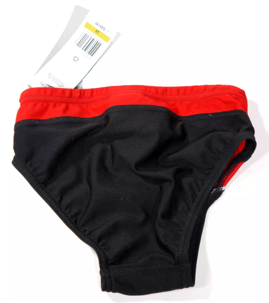 Speedo Boys Endurance Competition Swim Brief Size 24 Black Red