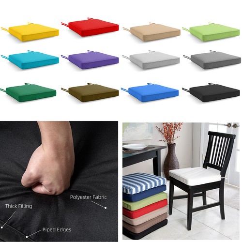 WATERPROOF CHAIR CUSHION SEAT PADS - REMOVABLE COVER PATIO TIE ON GARDEN OUTDOOR