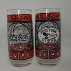 2 Vintage Rare Keystone Pizza Coca-Cola Coke Tiffany Style Stained Glass (B3-i14