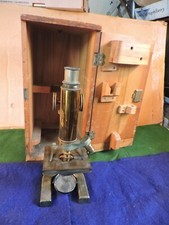 Antique 1923 Spencer Lens Co. ALL Brass Microscope & Dovetailed Box~Shiny