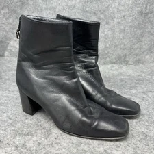 Stuart Weitzman Ankle Boots Womens Size 8.5 Black Square Toe Zip Quiet Luxury