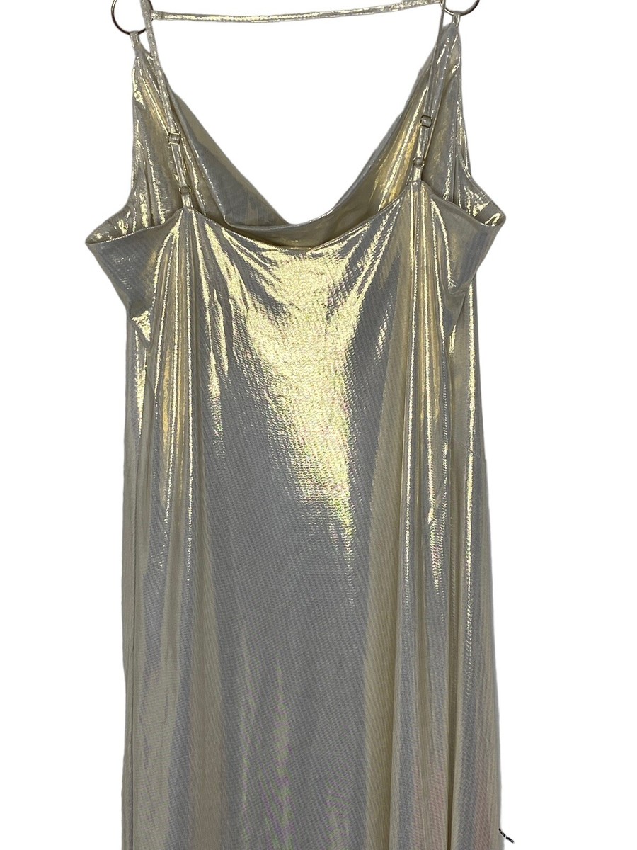 NWT River Island Womens Gold Slip Maxi Dress Sz US 12 Slit Fairy Feminine  Slinky | eBay