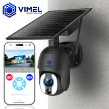 Outdoor Security Camera 4G Solar Panel 24/7 Optical Zoom 10X PTZ 360 LIVE VIEW
