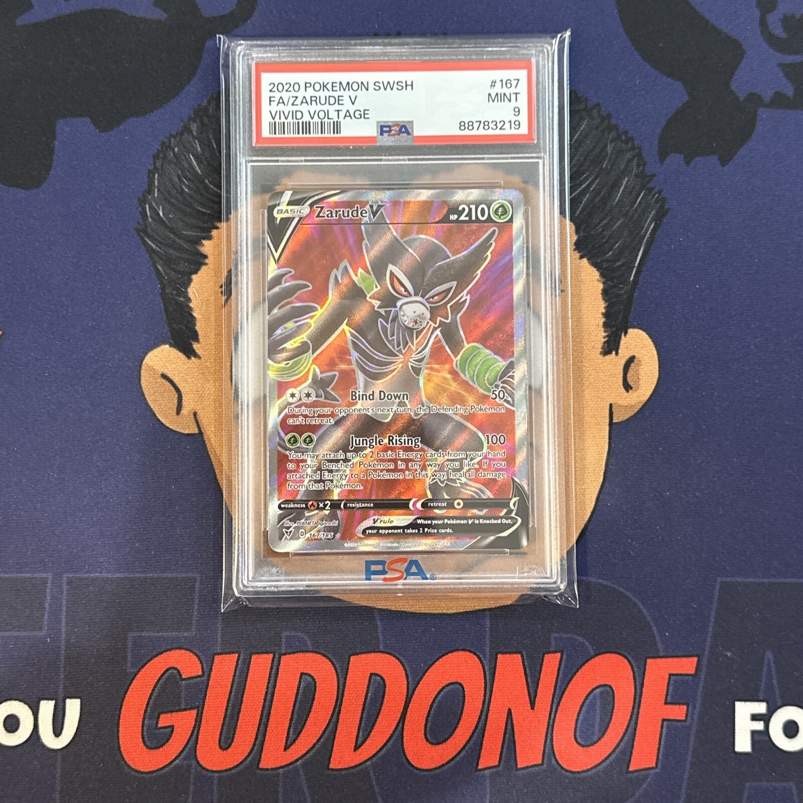 PSA 9 MINT 2020 Pokemon Vivid Voltage ZARUDE V #167 Full Art Holo