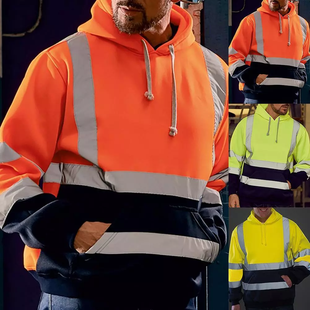 Sudadera De Hombre De Trabajo Seguridad Chaqueta Con Capucha Rayas  Reflectante