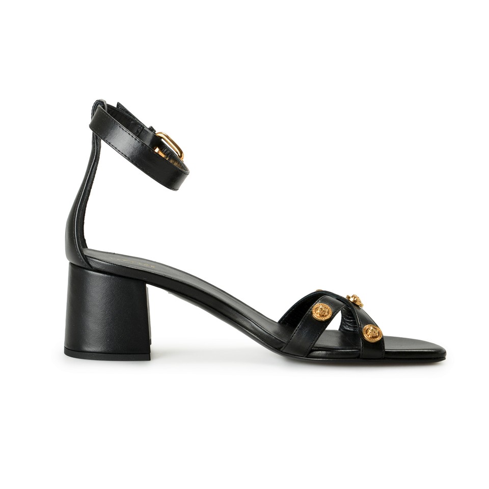 Versace Women's Black Medusa Logo Leather Sandals Ankle Strap Shoes eBay