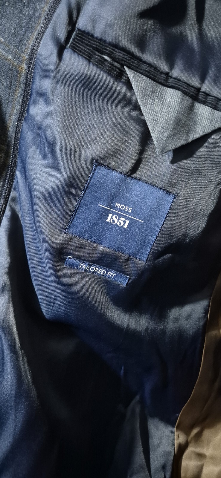 Tailored Fit Navy Check Tweed 3 Piece Suit image 4